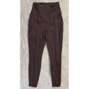 GLOWMODE Women's Brown Ankle Leggings XS High-Rise Zip Pocket Logo